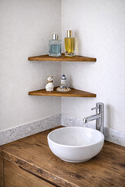 iDekor Triangular Corner Shelf 25 cm |   Minimal Design |   Set of 2 |   Bott...