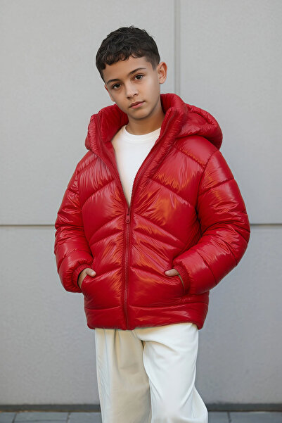 Mavipink Παιδικό χοντρό κόκκινο φουσκωτό παλτό