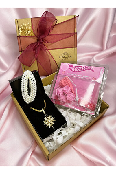 Elmosia Jewelry Tek Yönüm Sensin Anlamlı Kutup Yıldızı Kolye Mini Gül Çiçekli...