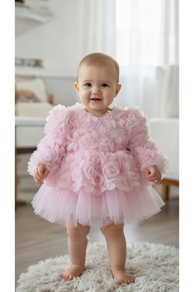 BİLGEN Style Baby Girl Rose-Colored Tights Jumpsuit