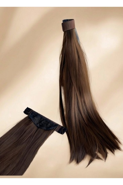Zeysum Kestane Kahverengi Düz At Kuyruğu Çıtçıtlı Saç Postiş Takma Saç 60 Cm ...