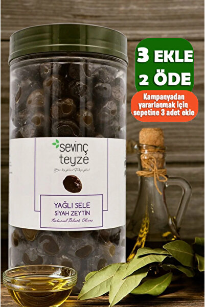 Organik Teyze Sevinç Teyze Yağlı Sele Siyah Zeytin 1 Kg