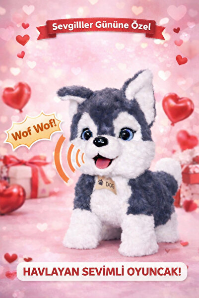 ZİVENTA Havlayan Peluş Köpek Oyuncak Pilli 35 Cm Sevgililer Günü Çocuklar Hed...
