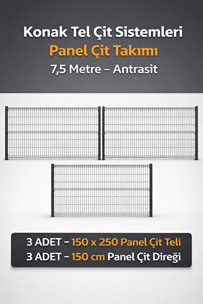 Konak Tel Çit Aksaray 3 ADET Takım Bahçe Panel Çim Çiti 150x250 cm 55X150 mm ...