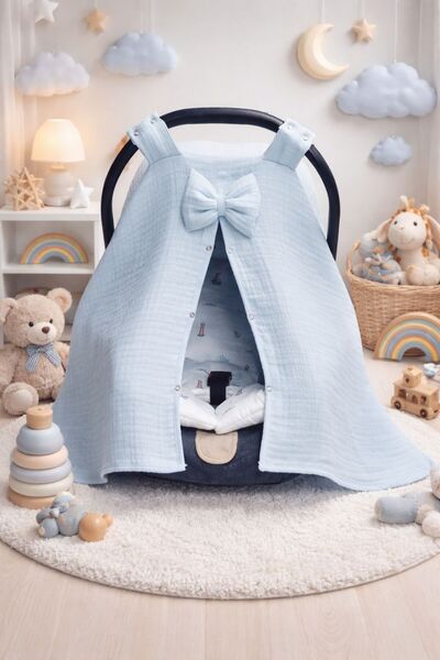 Yada Baby %100 Organik Pamuklu Kumaştan Müslin Dört Kat Bürümcük Minderli Pus...