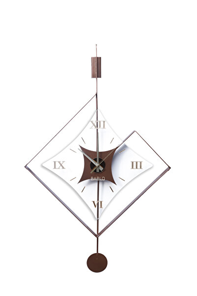 bablo | Eksen Bronz Klasik |Modern Duvar Saati Camlı Metal Duvar Saati- Sessi...