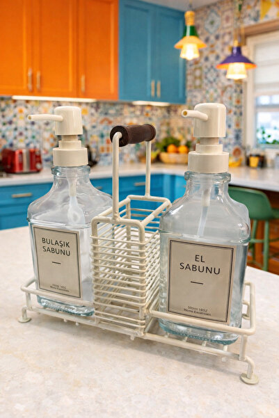 MAKRİ HOME Set dozator de săpun lichid și detergent din sticlă premium cu sup...