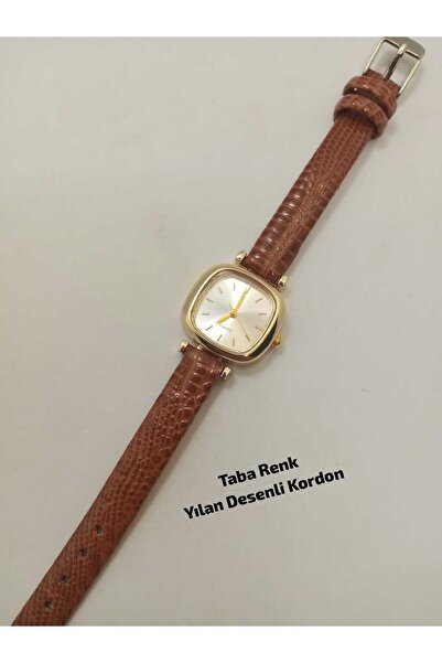 QUARTZ ساعة يد نسائية كلاسيكية بتصميم بسيط، طراز ريترو، حزام بلون أسمر