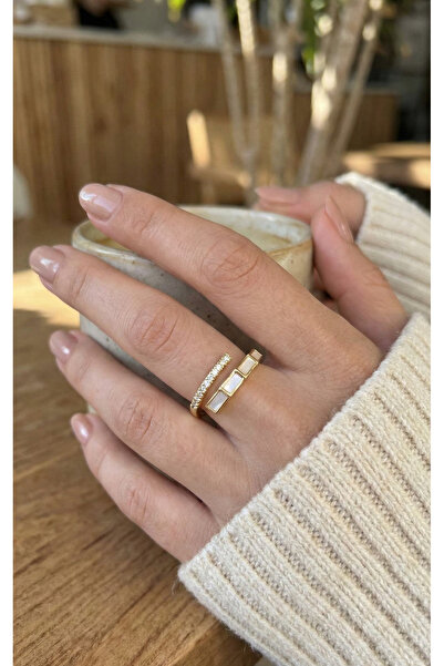 Lisinya Brass Gold Color Zircon Stone Detailed Snake Model Adjustable Ring - ...