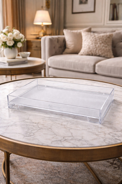 MAKRİ HOME Şeffaf Sert Plastik Servis & Nişan Tepsisi