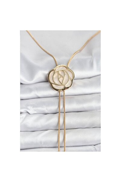 Skygo قلادة نسائية من النحاس باللون الذهبي على شكل وردة مع مصعد - TJ-BKO10636