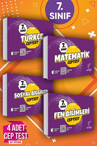 Karekök Yayınları 7.Sınıf Cep Test 3lü Set Türkçe Sosyal Bilgiler Din Kültürü...