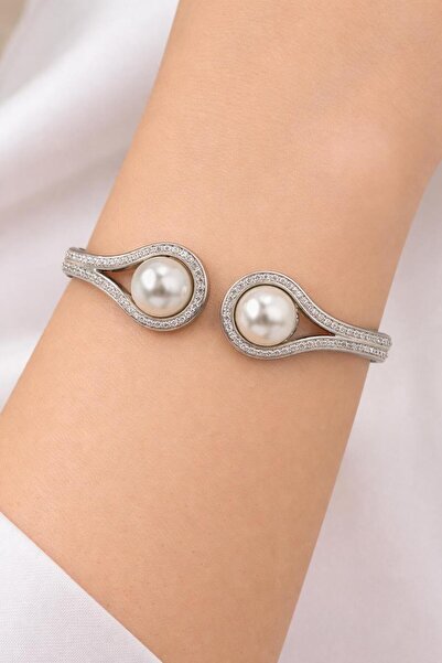 Welch White İncili Taşlı Çelik Kadın Bileklik