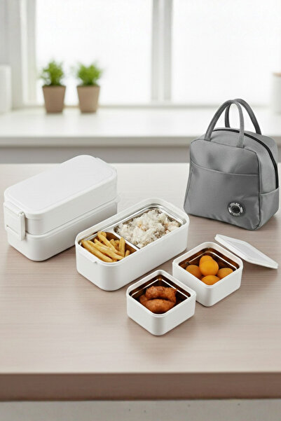 Skyline Orbion Set Caserole Inox, 800ml, 2 straturi, Geanta Termoizolanta Inc...