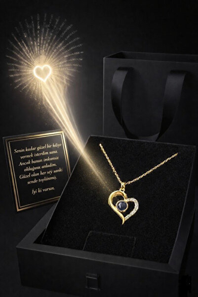 aromahediye 14 AYAR ALTIN KAPLAMA 100 DİLDE SENİ SEVİYORUM KADIN KOLYE ÖZEL H...