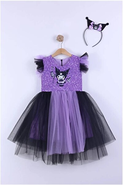 diamondstar Kuromi Baskılı  Kız Elbise 3/10 Yaş