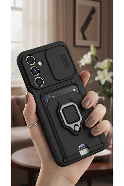 Hatreds Samsung Galaxy S24 FE Kılıf Lüx Tasarım Yüzüklü +İpli Lens Korumalı 3...