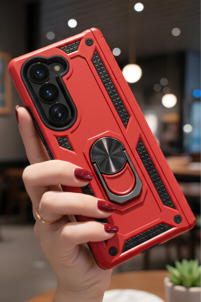 Hatreds Galaxy Z Fold 6 Kılıf Tank Tasarımlı Yüzüklü Stand Olabilen Kapak