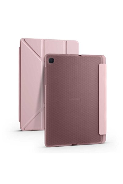Fuchsia Galaxy Tab S6 Lite Sm P610 10.4" ile Uyumlu Kalem Bölmeli Standlı Tri Folding Tablet Kılıfı