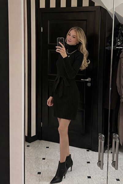MARLİNG فستان أسود بأكمام بالونية