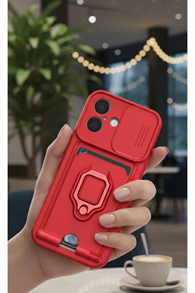 Hatreds iPhone 16 Uyumlu Kılıf Lüx Tasarım Yüzüklü +İpli Lens Korumalı 3in1 K...