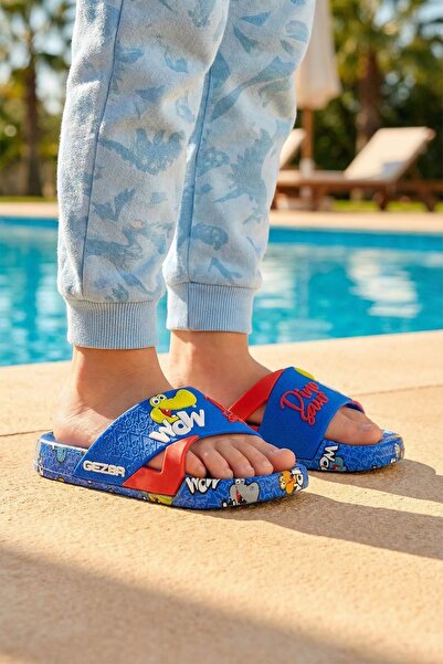 GEZER Kız Çocuk Yazlık Rahat Taban Dino Ev Bahçe Banyo Havuz Plaj Günlük Terlik