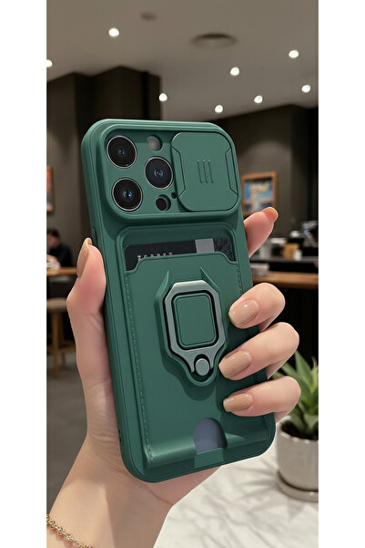 AQUA AKSESUAR Iphone 14 Pro Max Kılıf Ipli Ve Lens Korumalı Renkli Yüzüklü As...
