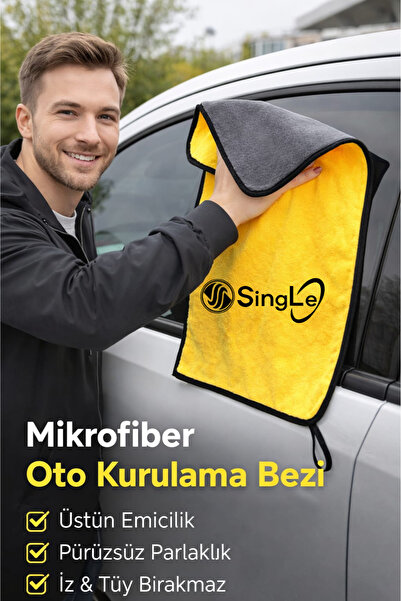 Single Mikrofiber Araç Iç Dış Yıkama Temizleme Toz Alma Kurulama Cam Bezi Ara...