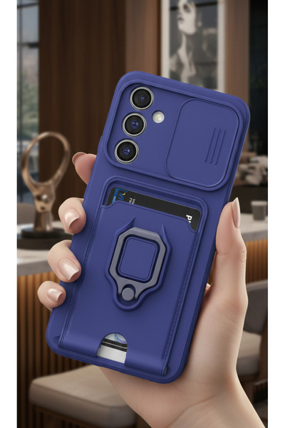 Hatreds Samsung Galaxy S24 FE Kılıf Lüx Tasarım Yüzüklü +İpli Lens Korumalı 3...