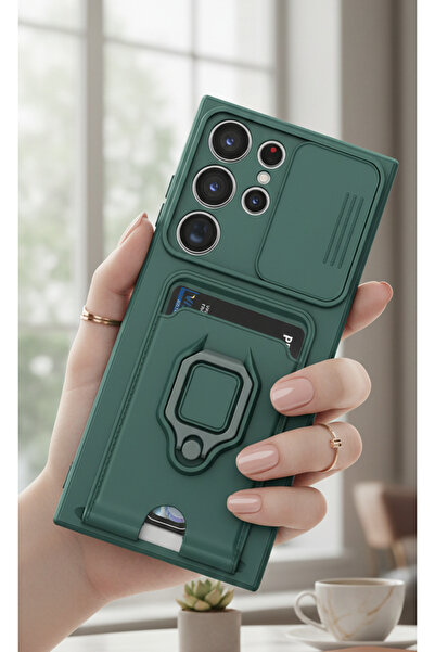 Hatreds Samsung Galaxy S25 Ultra Kılıf Lüx Tasarım Yüzüklü +İpli Lens Korumal...