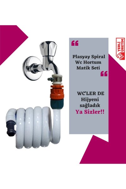 PLASYAY Spiral Wc Hortum Matik Seti Yeni Beyaz