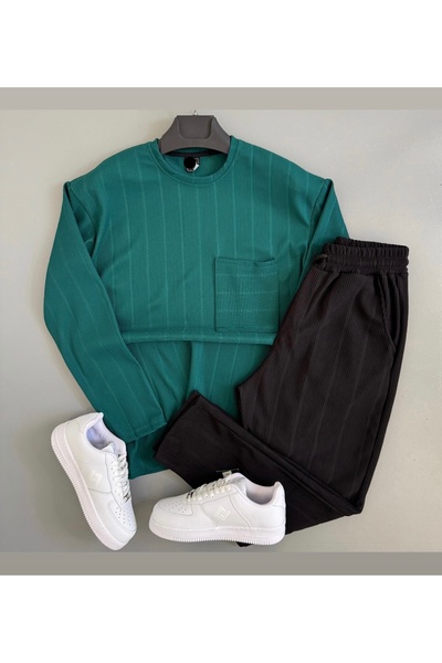 WENMİNG طقم علوي وسفلي من القماش العثماني للرجال بياقة دائرية