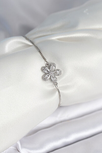 Skygo Flower model silver color women's bracelet with elevator - tj-bb8012