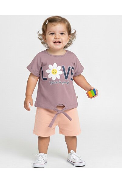 Ege Bebek SET DE TOP CU PANTALONI SCURT DE VARĂ LOVE PRINTED 2-3-4-5-6 VÂRIȚI