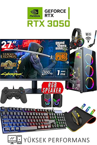 Dmc N306 Windows 11 RYZEN 7 5700,32GB RAM,1TB M.2,RTX3050,27"300hz Oyuncu Mas...