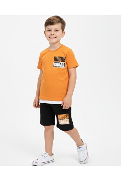 voyyo kids baby Boy's Rugby Printed Shorts Summer Bottom Top Set for Ages 2-10