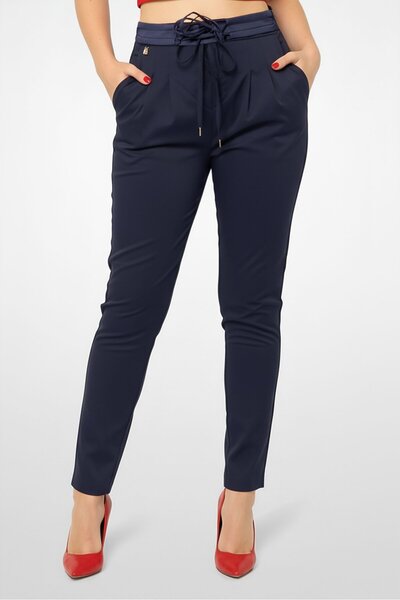 Harmont & Blaine Women Regular Fit Solid Straight Leg Pants, Navy
