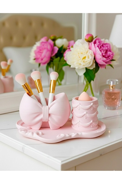 PERAYHOME 3’lü Kalemlik-Makyaj Fırçalık Dekor Seti-Takı-Masa Üstü Organizeri-...