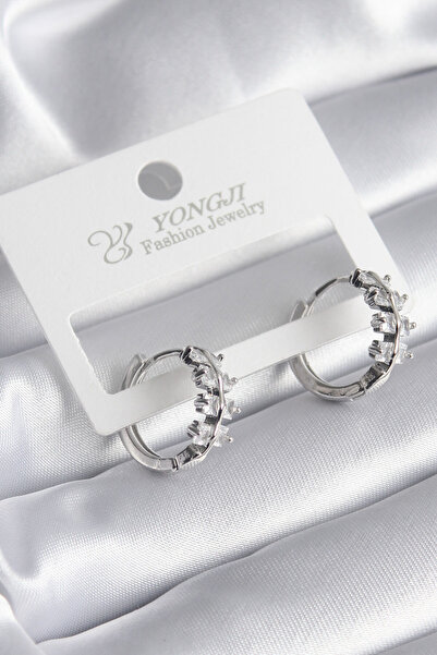 Skygo أقراط نسائية من حجر الزركون الفضي النحاسي - TJ-BKP8355