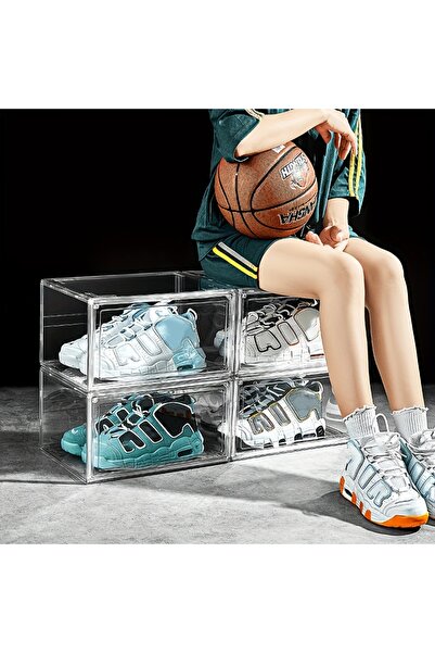 Cozy Nest مجموعة من 4 صناديق أحذية مصنوعة من الأكريليك بالكامل، مفتوحة من الج...