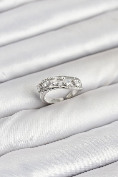 Skygo Brass Silver Color Zircon Stone Women's Ring - Tj-Byk3873