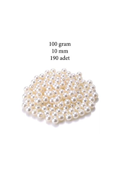 Rasanet 100 grama 10mm plastičnih bisernih perli krem boje za izradu nakita (...