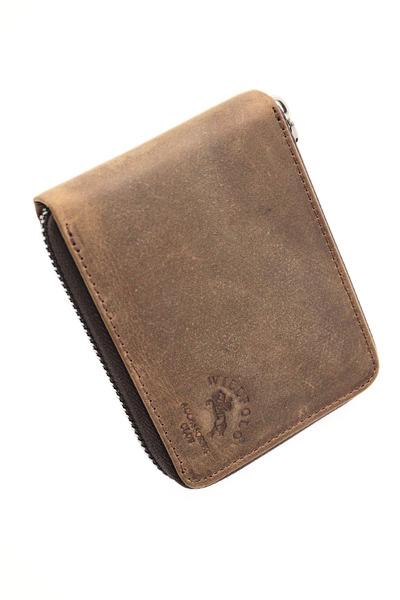 willpolo محفظة بسحاب من الجلد الطبيعي للجنسين