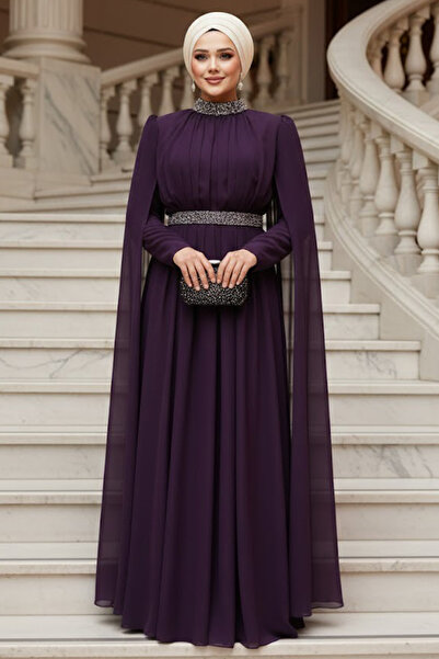 N.S NEVA STYLE فستان سهرة حجاب بلوم بأكتاف كيب 25911MU