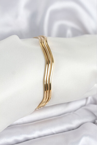 Skygo 316L Steel Gold Color 65 mm Ajda Zigzag Model 3-Piece Women's Bracelet ...