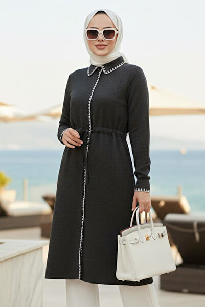 Neva Style سترة حجاب سوداء بأزرار 10177S