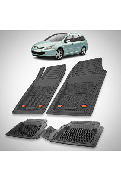 TEAMCAR Covorașe auto tip tavă compatibile cu Peugeot 307 SW (2002-2005) Negru