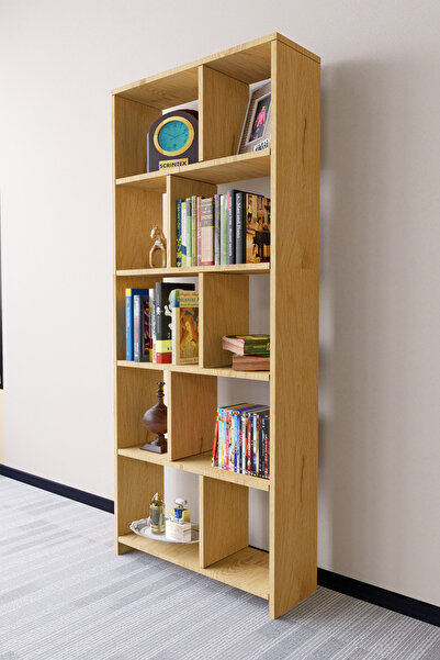 Mirobi Cordoba 5 Raflı 10 Bölmeli Kitaplık Dekoratif Modern Kitaplık, Çam