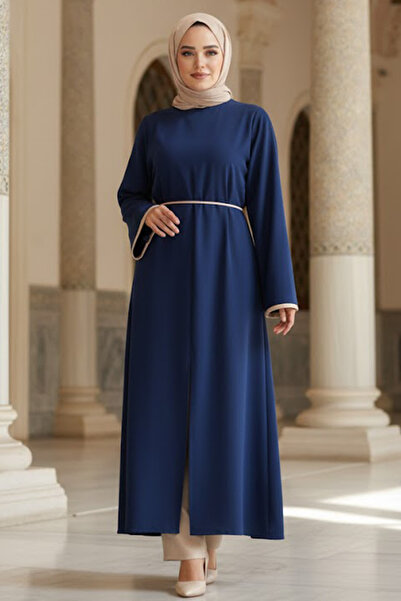 N.S NEVA STYLE طقم من قطعتين من التحريض النسائي باللون الأزرق الداكن مع تفاصي...