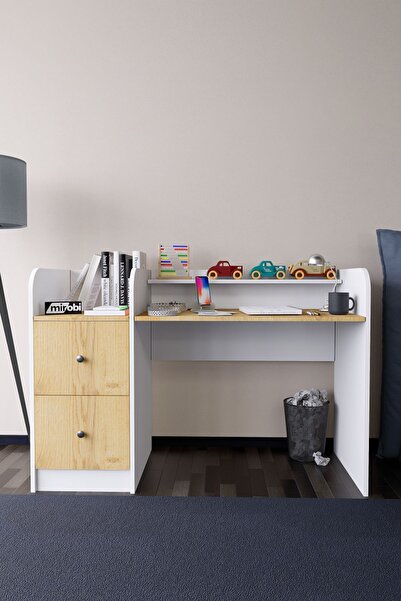 Mirobi Tilup Çalışma Masası Beyaz-Rivoli Çocuk Odası Çalışma Masası Çekmeceli